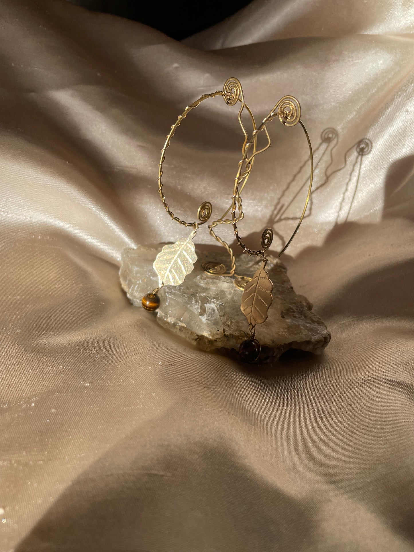 Hoops hoja de café, brass hoops