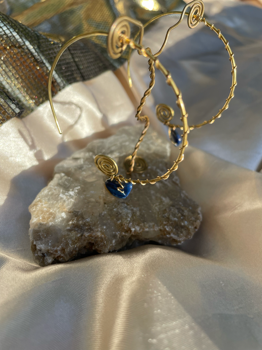 Aros Espiral de Lapislázuli y Brass