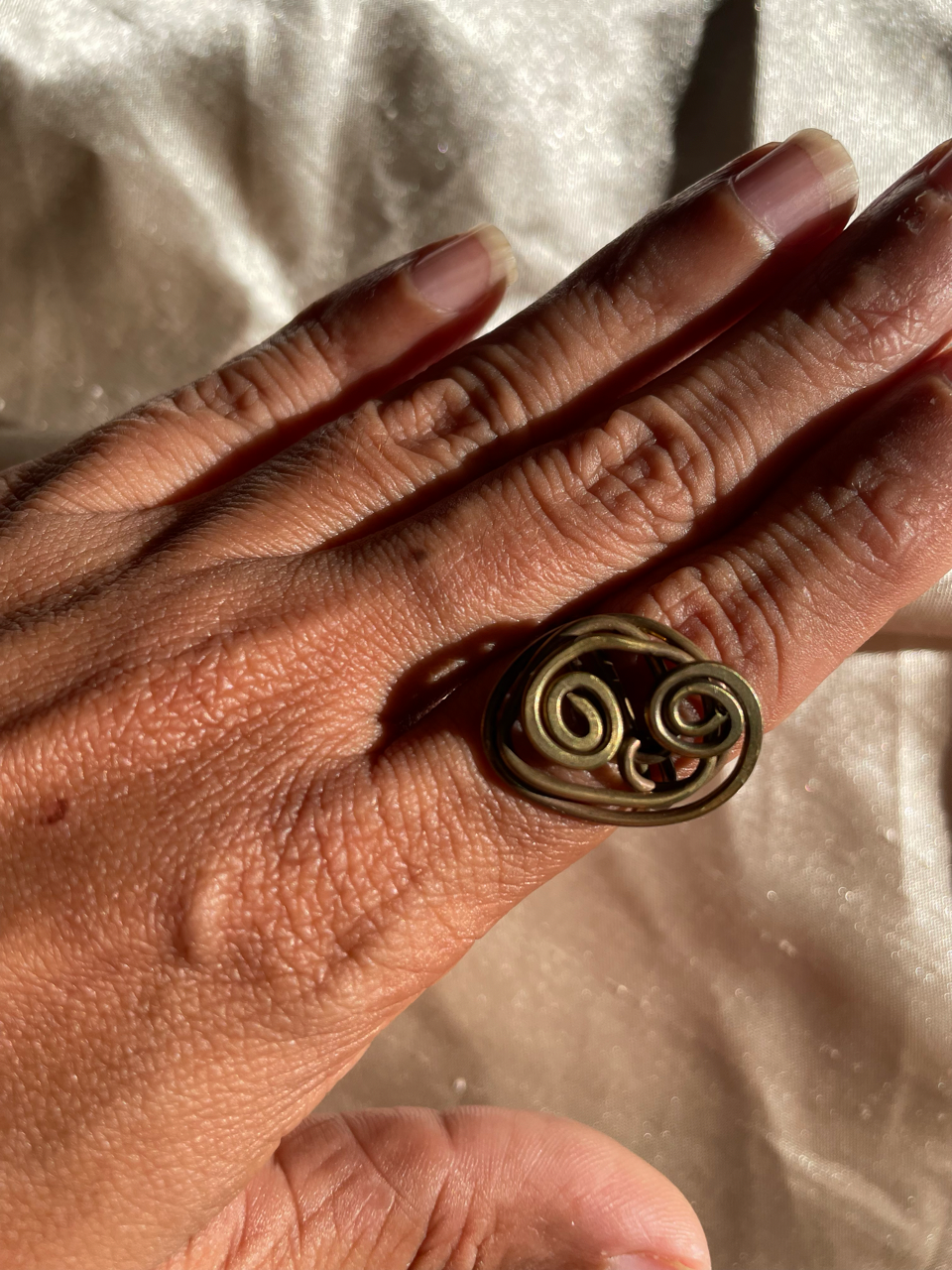 Sortija doble espiral en brass envejecido